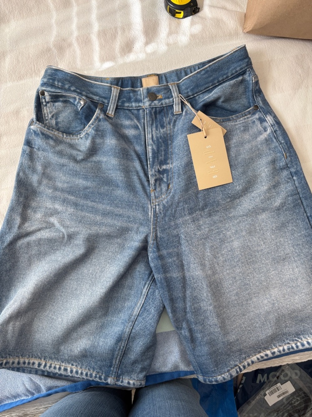 GAP x Beis collab Light Blue Denim Jean Shorts. Oversized.